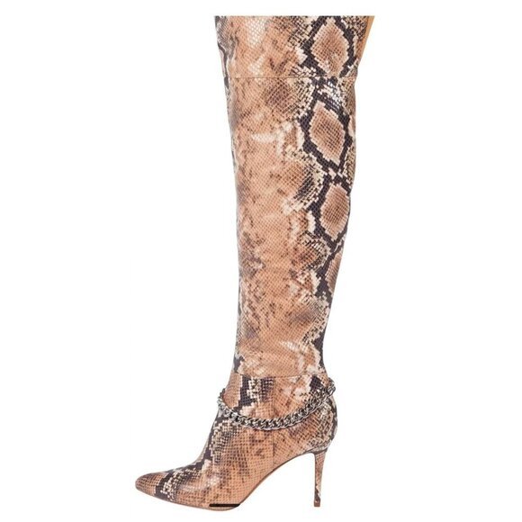 JESSICA SIMPSON / Ammira2M / Snake Print / Over-The-Knee Boots With Chain Detail - Picture 3 of 10